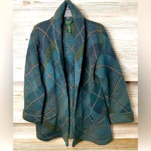 Vintage Lauren Ralph Lauren Hand Knit Sweater Cabincore Alpaca Lamb Wool Blend